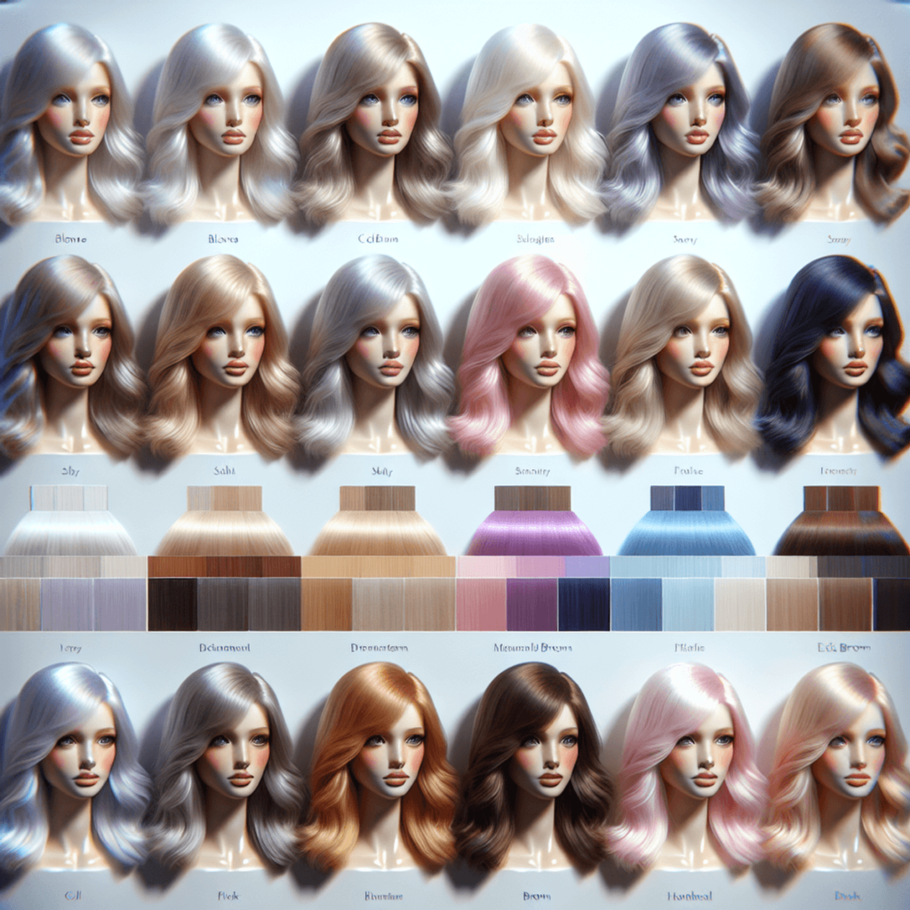 A digital art representation of a woman with colorful hair, symbolizing different hair color shades for cool skin tones.